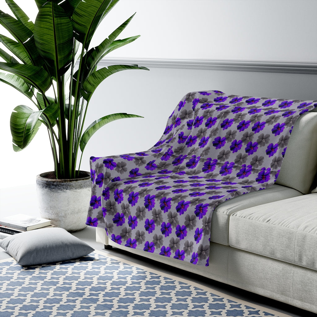 Gray and blues violets Velveteen Plush Blanket