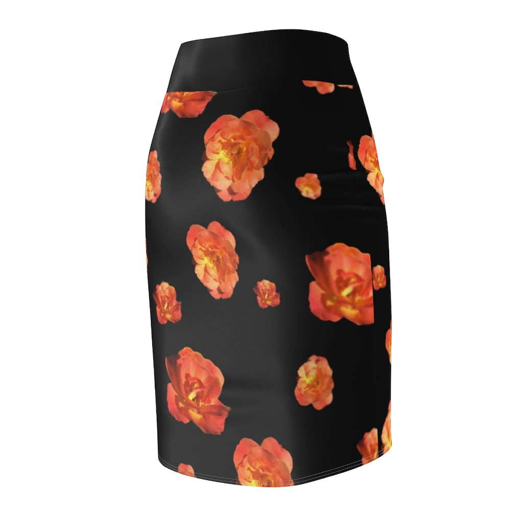 Women's Pencil Skirt - Roses