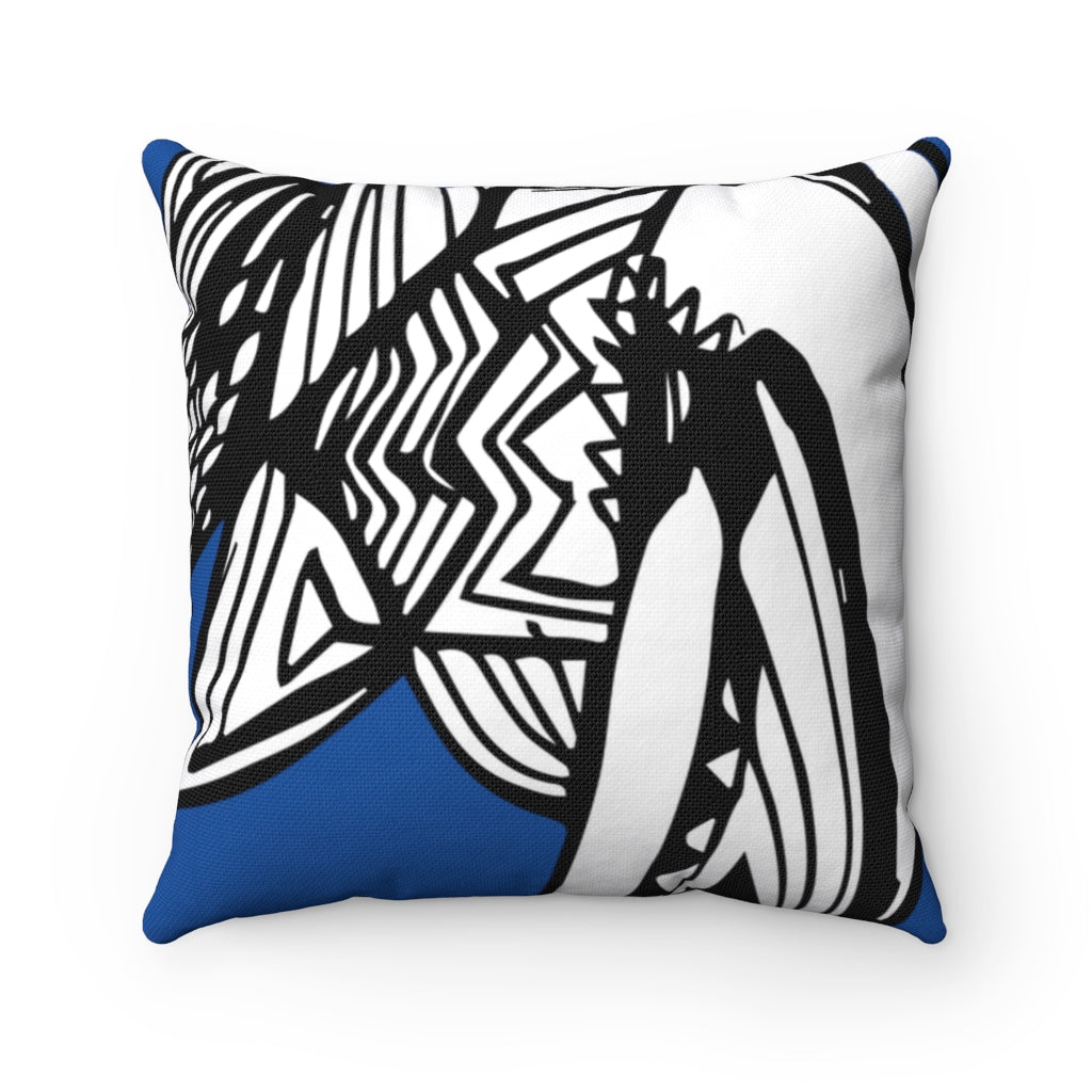 Abstract Art - Line Art -Blue  Spun Polyester Square Pillow