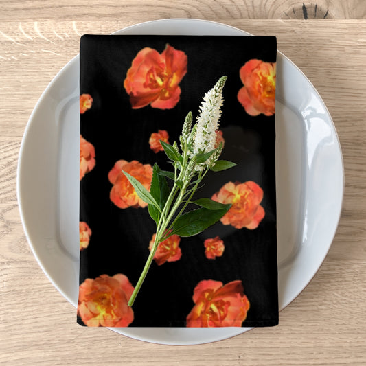 Roses black napkins