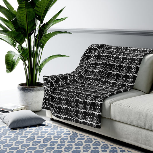 Black and White pattern Velveteen Plush Blanket