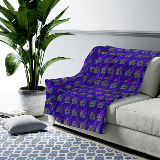 Blue violets Velveteen Plush Blanket