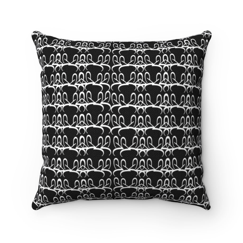 Black and white pattern Spun Polyester Square Pillow