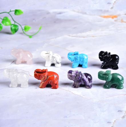 1PC Natural Crystal Rose Quartz Elephant Amethyst Obsidian Animals Stone Crafts Small Decoration Home Decor Christmas Present