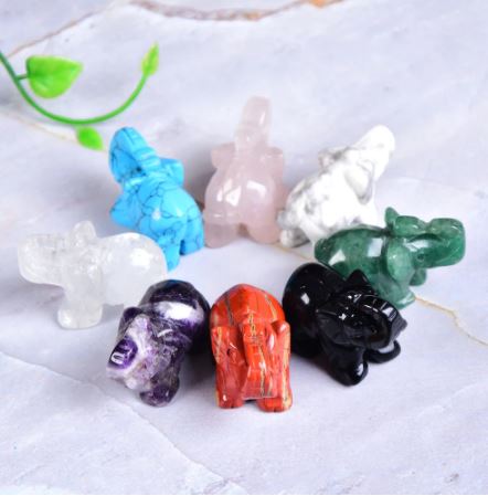 1PC Natural Crystal Rose Quartz Elephant Amethyst Obsidian Animals Stone Crafts Small Decoration Home Decor Christmas Present