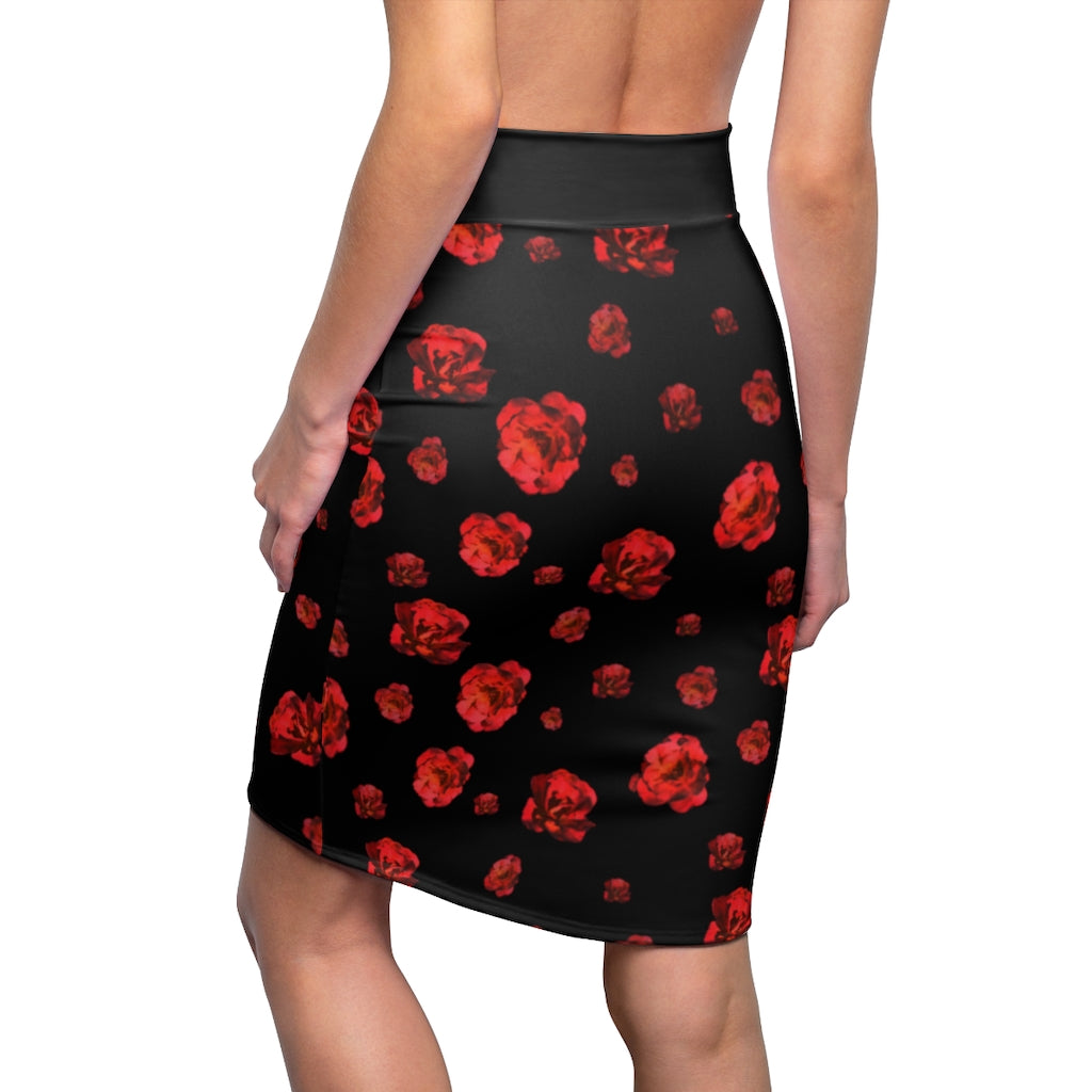 Roses - textured Women's Pencil Skirt - Roses