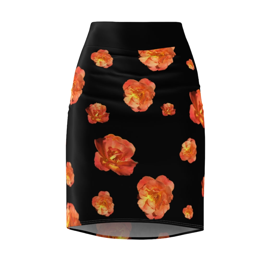 Women's Pencil Skirt - Roses