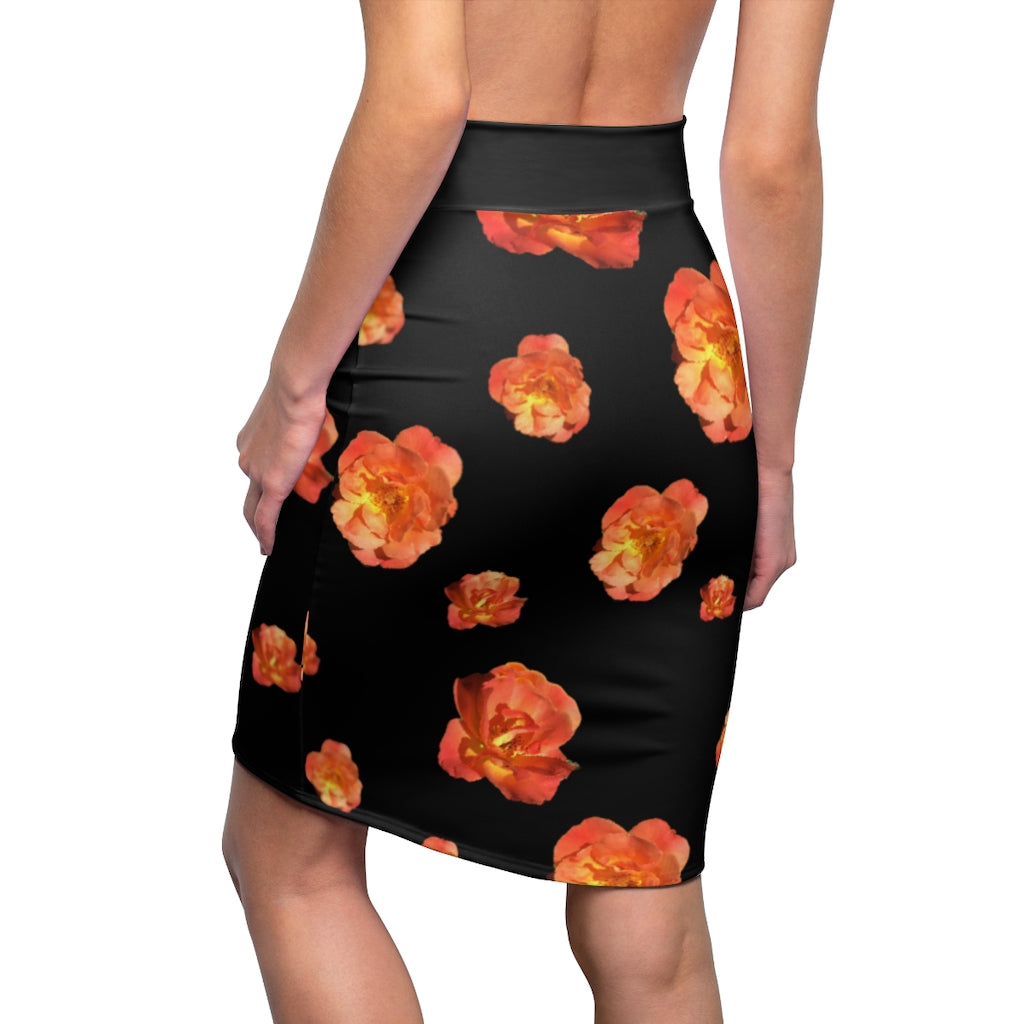 Women's Pencil Skirt - Roses