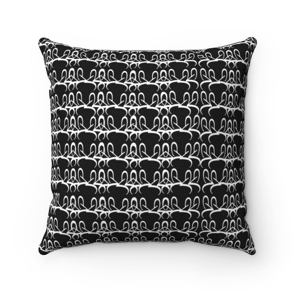 Black and white pattern Spun Polyester Square Pillow