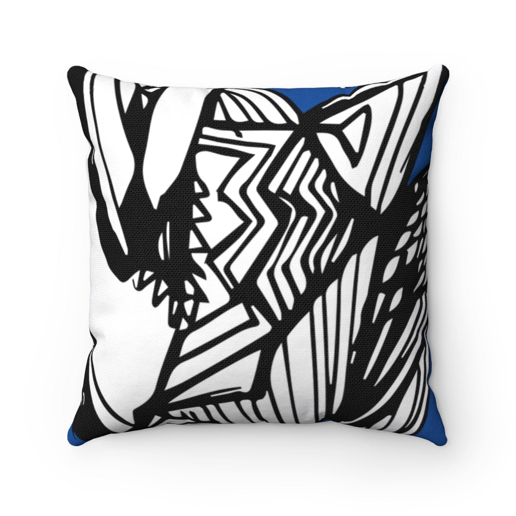 Abstract Art - Line Art -Blue  Spun Polyester Square Pillow