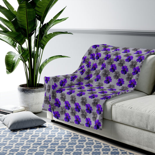 Gray and blues violets Velveteen Plush Blanket