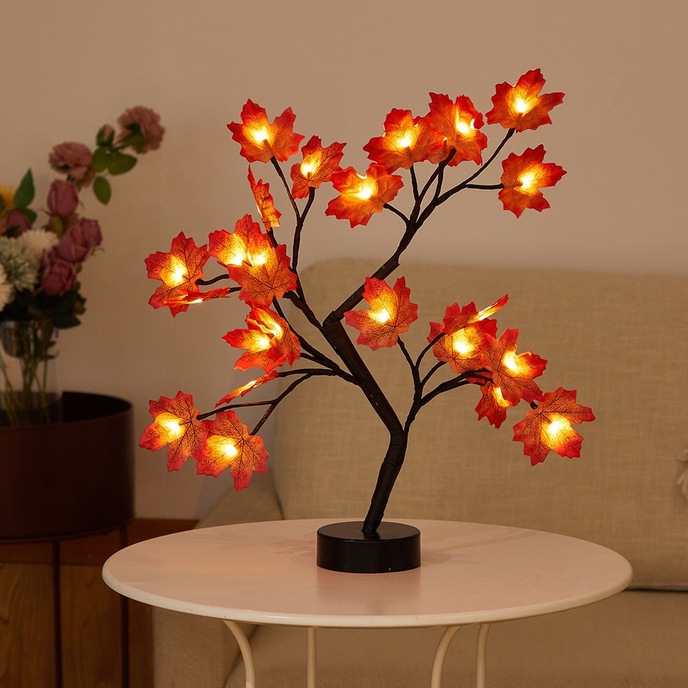 USB Battery Operated LED Table Lamp Rose Flower Bonsai Tree Night Lights Garland Bedroom Decoration Christmas Lights Home Decor