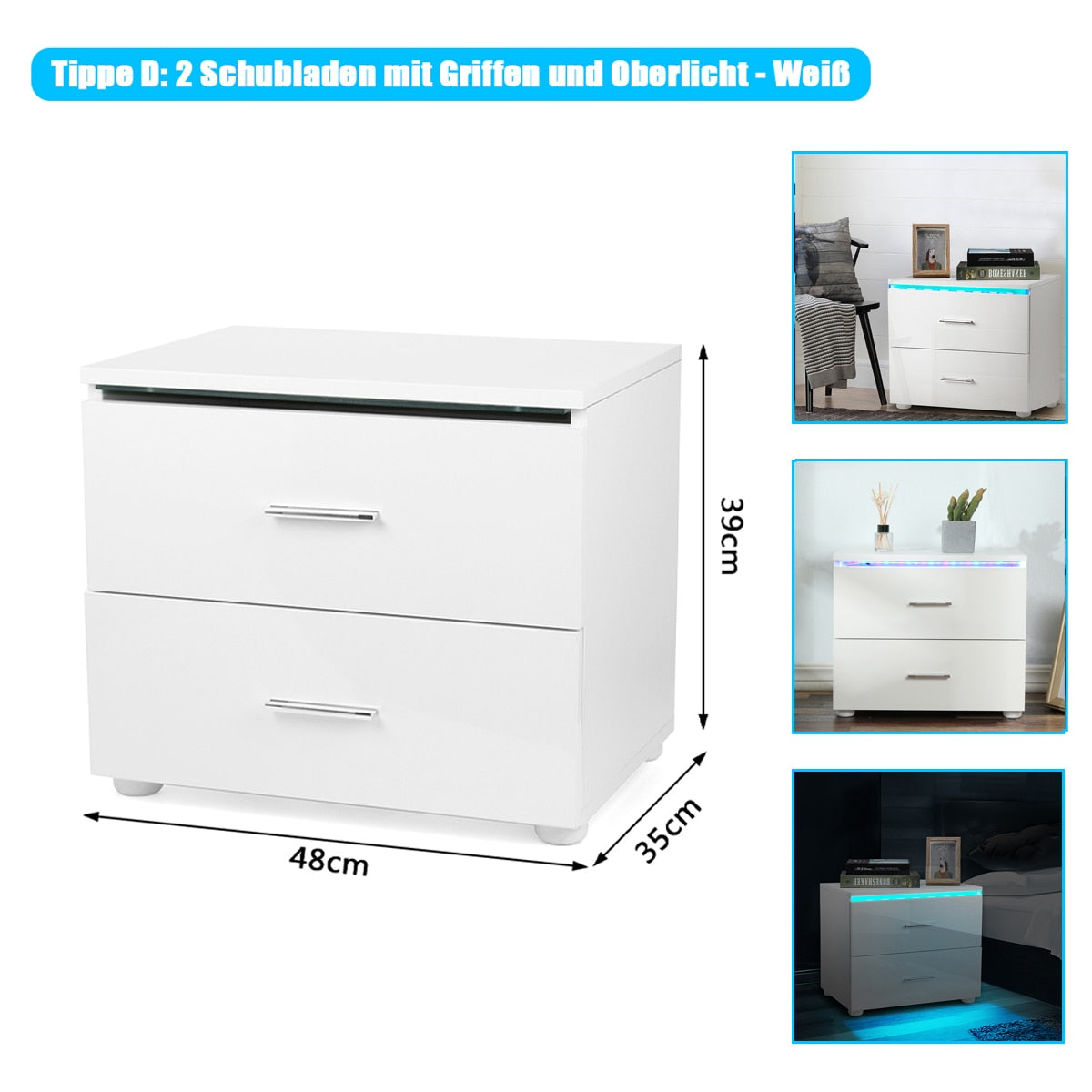 Modern RGB LED Nightstands Bed Side Table Magazine Cabinet Storage Organizer Bedside Table Bedroom Furniture for Night 20 Colors