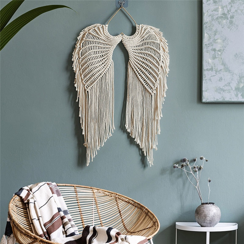 Macrame Wall Hanging Boho Tapestry Angels Wing - 12 Day Shipping Time