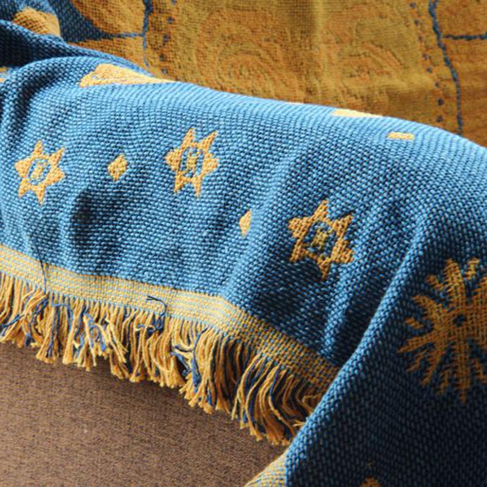 Thicken Pure Cotton Thread Knitted Blanket with Tassel Casual Ethnic Tribal Bohemian Blanket Sofa Cover Bed Blanket Home Decor