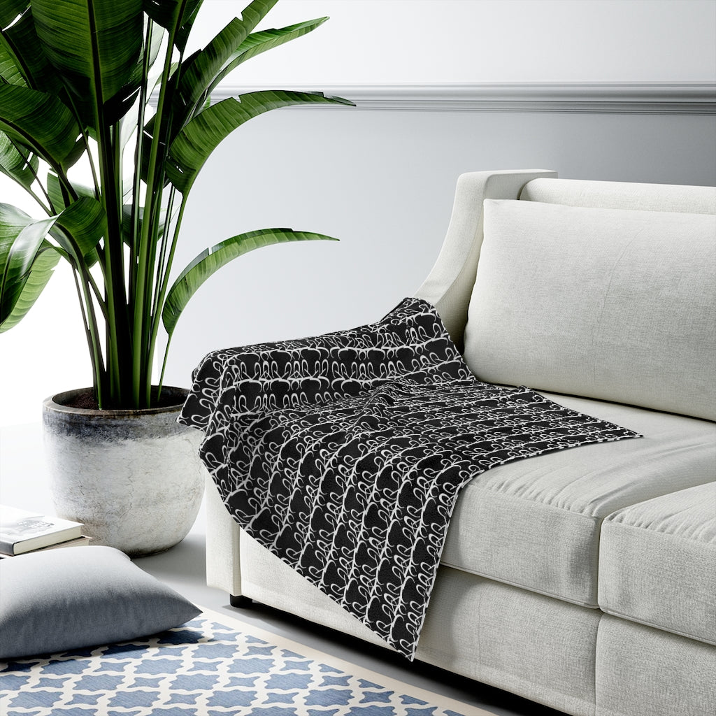 Black and White pattern Velveteen Plush Blanket