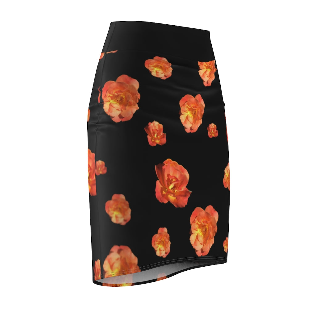 Women's Pencil Skirt - Roses