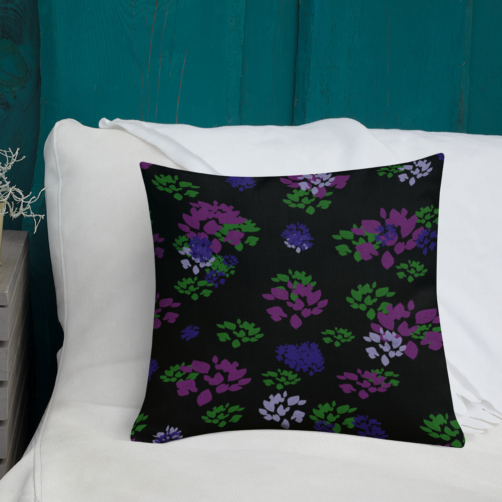 Violet leaves on black Premium Pillow