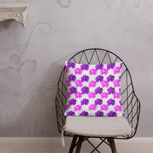 Pink and violet flower pattern premium pillow