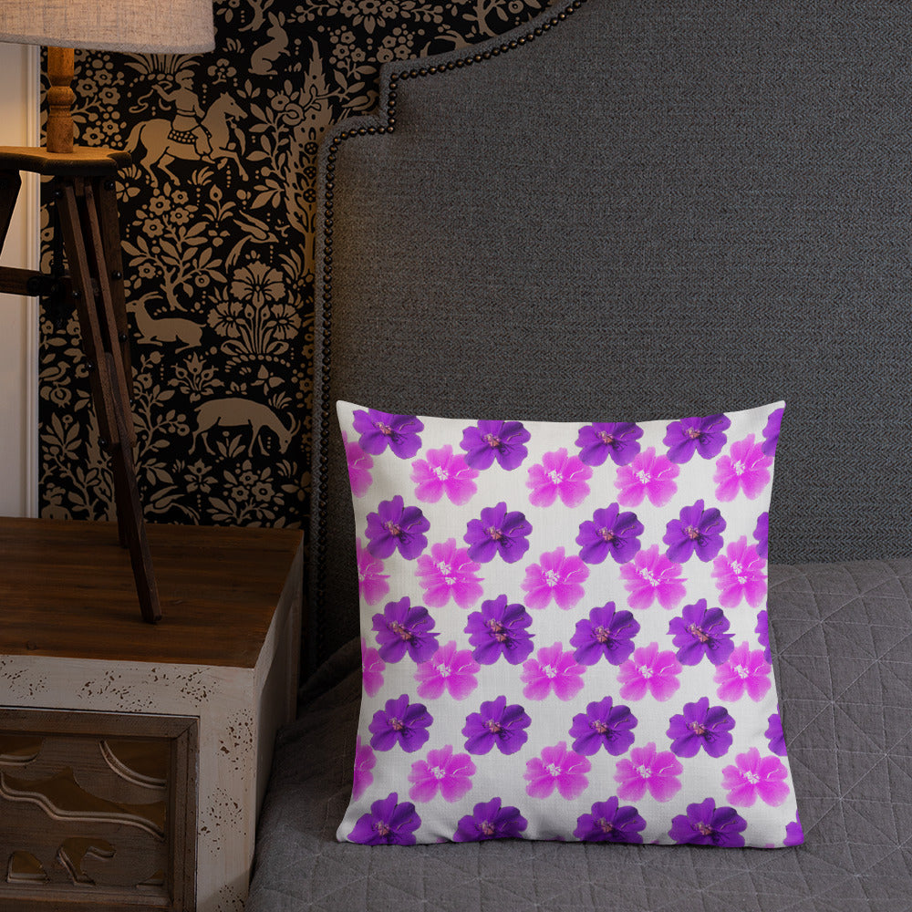 Pink and violet flower pattern premium pillow