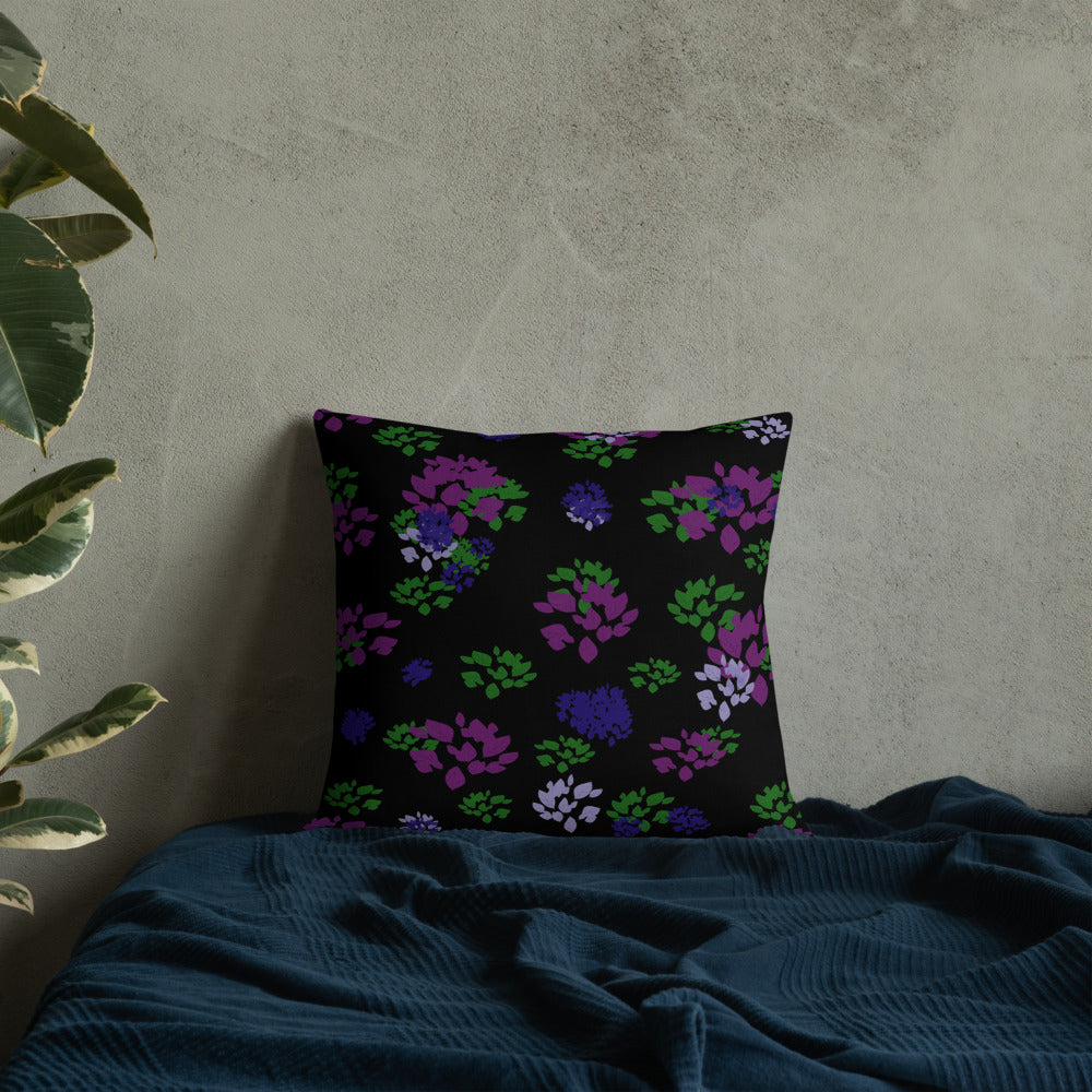 Violet leaves on black Premium Pillow