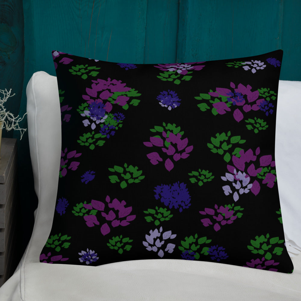 Violet leaves on black Premium Pillow