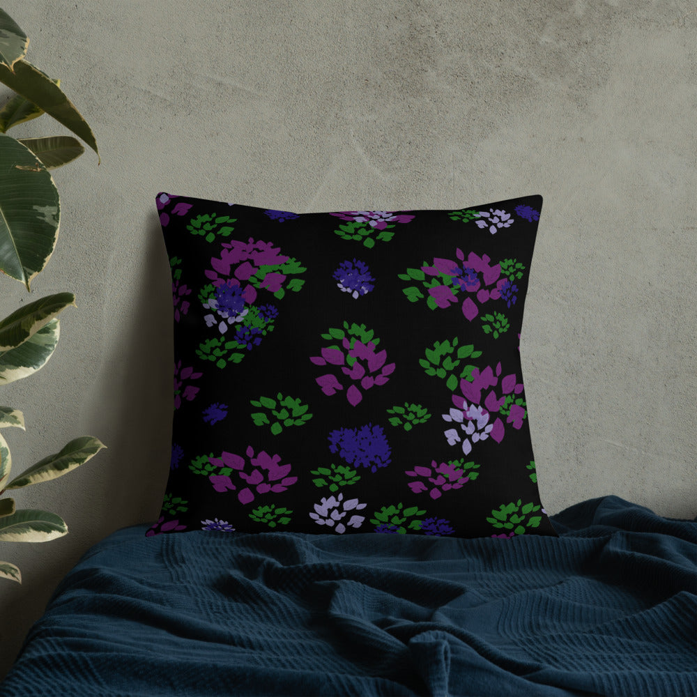 Violet leaves on black Premium Pillow