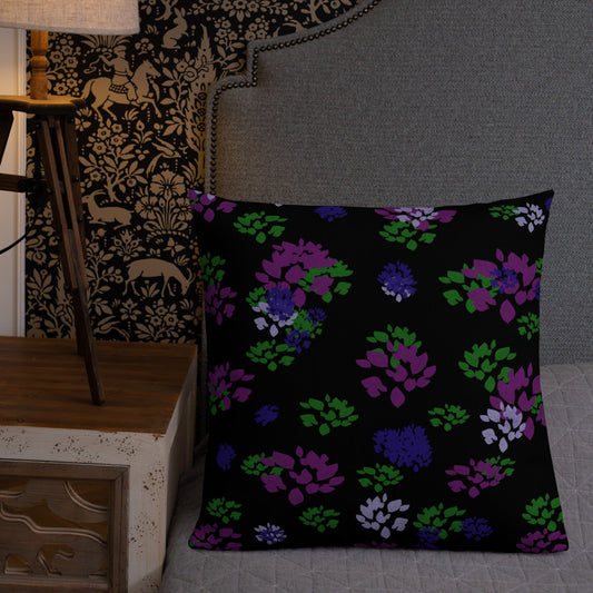 Violet leaves on black Premium Pillow