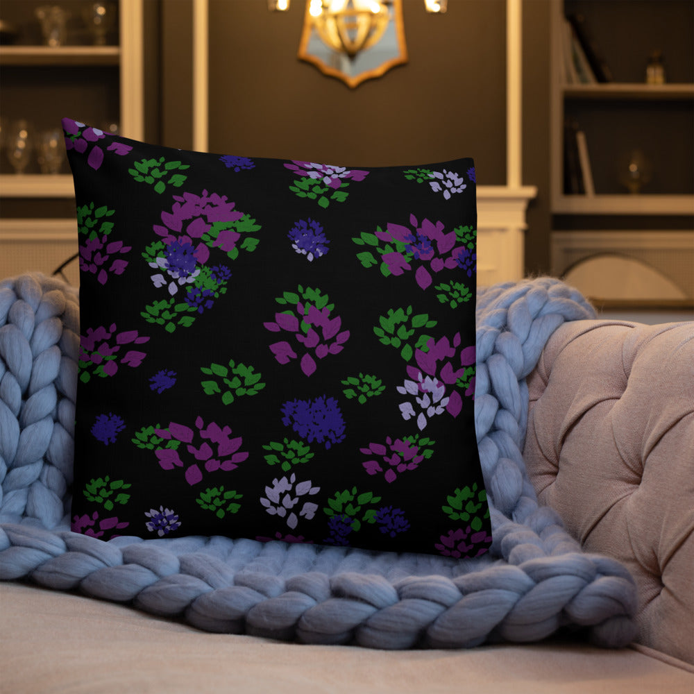 Violet leaves on black Premium Pillow