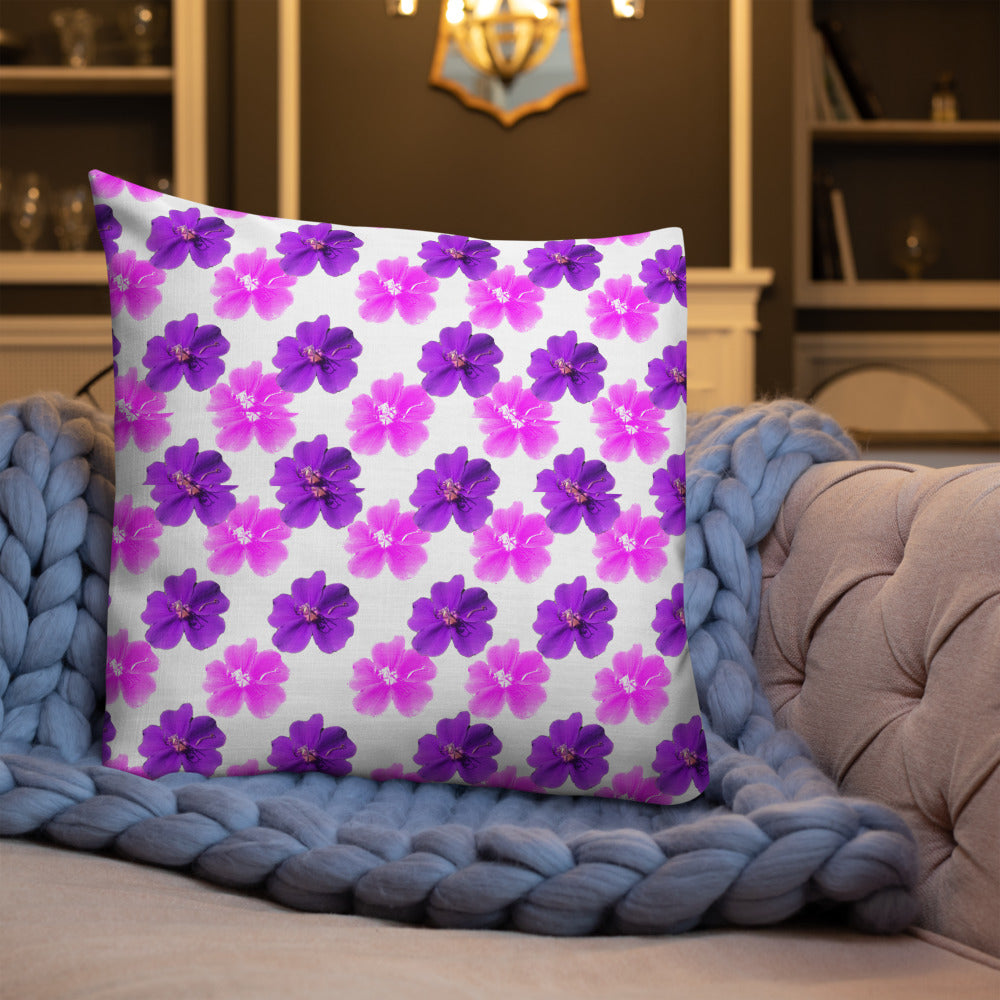 Pink and violet flower pattern premium pillow