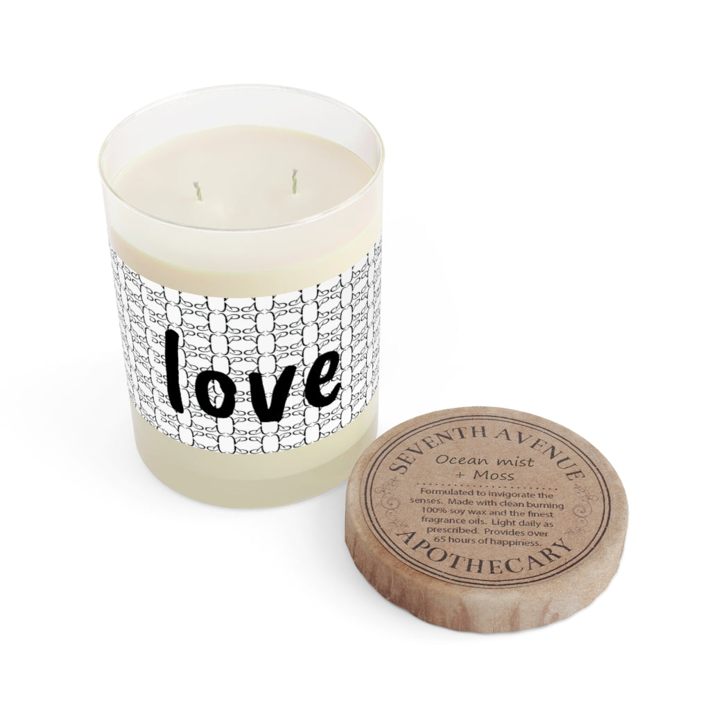 Love - Black and White Design - Aromatherapy  Candle, 11oz