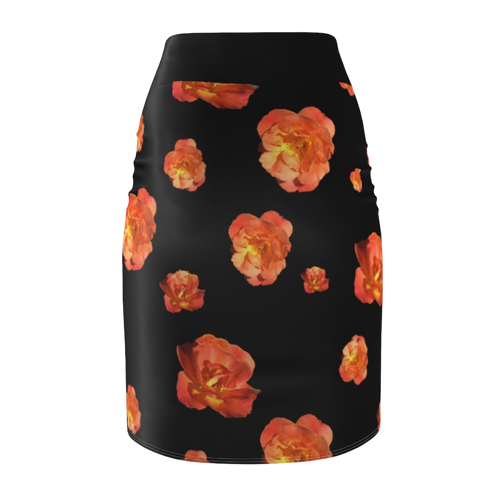 Women's Pencil Skirt - Roses