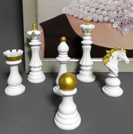 VILEAD 1 Pcs Chess Pieces Figurines for Interior Decor Office Living Room Home Decoration Accessories Modern Chessmen Ornament