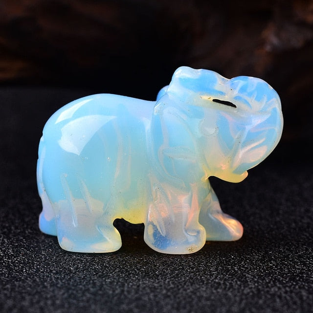 1PC Natural Crystal Rose Quartz Elephant Amethyst Obsidian Animals Stone Crafts Small Decoration Home Decor Christmas Present