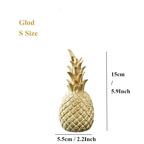 VILEAD 3 Size Resin Pineapple Miniatures Figurines Gold Black White Fruit Model Crafts for Home Decoration