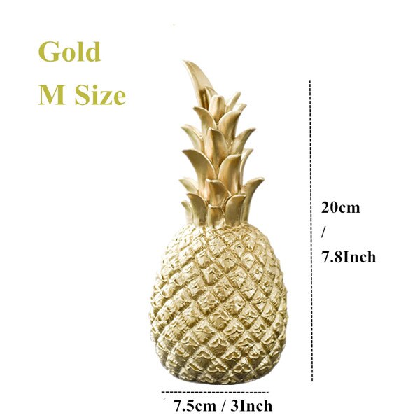 VILEAD 3 Size Resin Pineapple Miniatures Figurines Gold Black White Fruit Model Crafts for Home Decoration