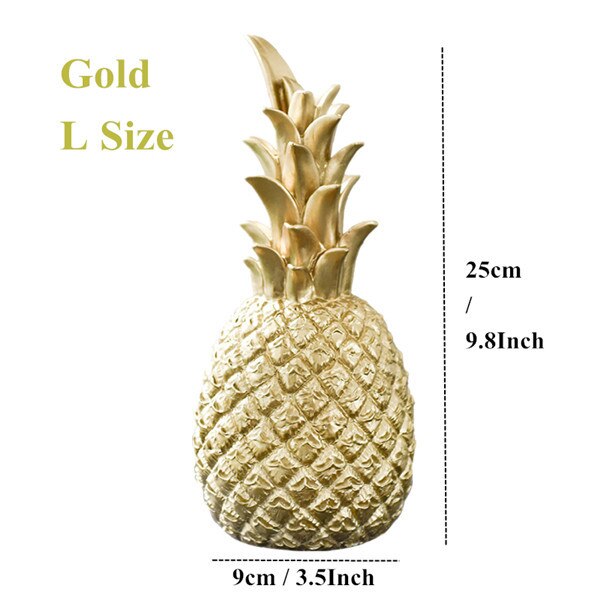 VILEAD 3 Size Resin Pineapple Miniatures Figurines Gold Black White Fruit Model Crafts for Home Decoration