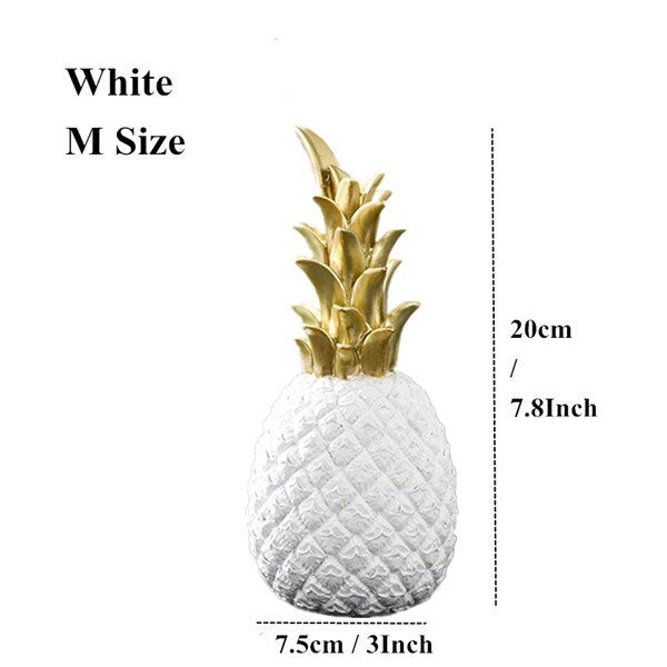 VILEAD 3 Size Resin Pineapple Miniatures Figurines Gold Black White Fruit Model Crafts for Home Decoration