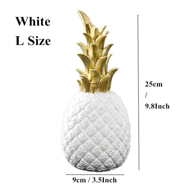 VILEAD 3 Size Resin Pineapple Miniatures Figurines Gold Black White Fruit Model Crafts for Home Decoration