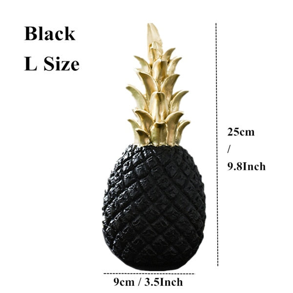 VILEAD 3 Size Resin Pineapple Miniatures Figurines Gold Black White Fruit Model Crafts for Home Decoration