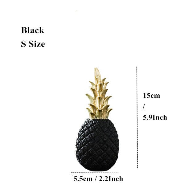 VILEAD 3 Size Resin Pineapple Miniatures Figurines Gold Black White Fruit Model Crafts for Home Decoration