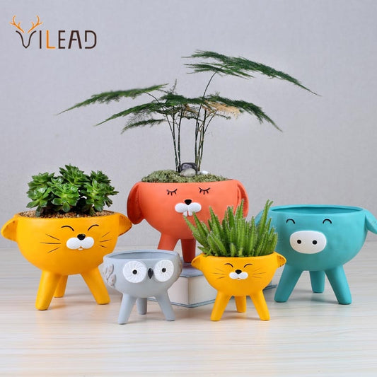 VILEAD Ceramic Cartoon Animal Flowerpot Gardening Creative Succulent Vase  Decoration Home Household Desktop Flower Vase