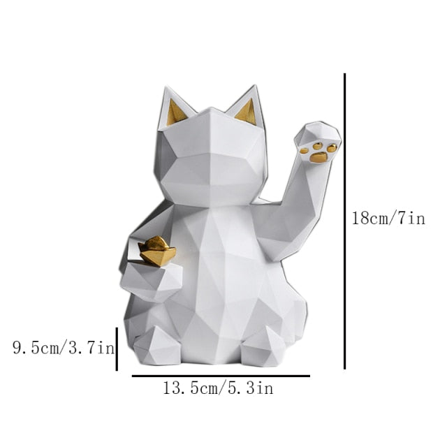 VILEAD 25cm Resin Lucky Cat Statue Nordic Animal Figurine Office Ornaments Living Room Desktop Decoration Home Decor Accessories