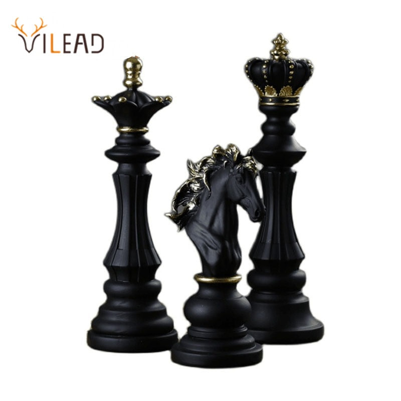 VILEAD 1 Pcs Chess Pieces Figurines for Interior Decor Office Living Room Home Decoration Accessories Modern Chessmen Ornament