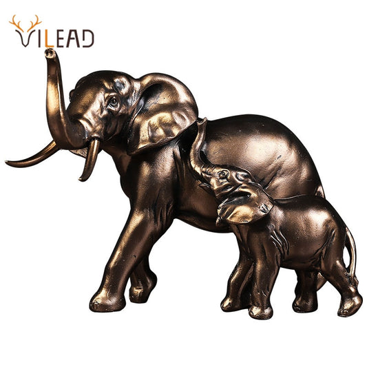 VILEAD Resin Elephant Statue American Style Retro Figurine Office Ornaments Living Room Bedroom Desktop Decoration Home Decor