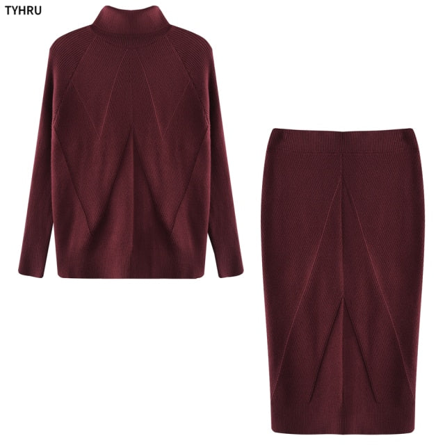 TYHUR Autumn  Turtleneck Knitted - two piece Set