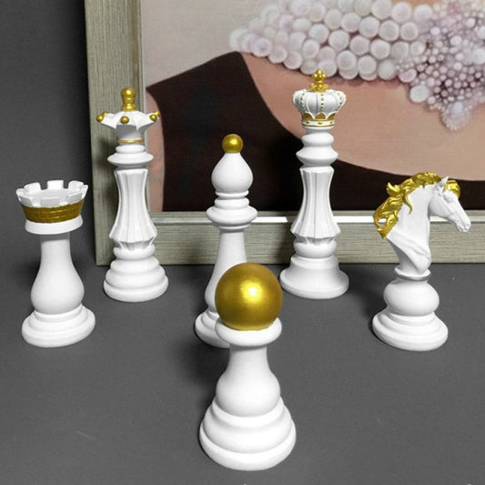 6pcs International Chess Set  Figurines King Queen Knight Bishop Chariot Chess Pieces Board Games Accessories Retro Home Decor