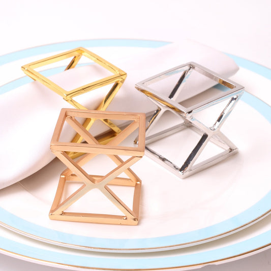 12PCS/new metal geometric figure napkin ring table top decoration for hotel reception wedding banquet holiday party